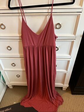 Final Touch Coral Flowy Maxi Dress Spaghetti Strap Boho Size Medium